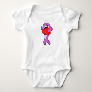 Dolphin with Heart Baby Bodysuit