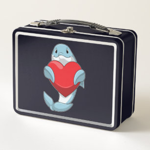 Dolphin with Heart Metal Lunch Box