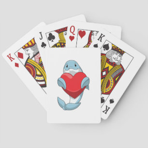 Dolphin with Heart Playing Cards