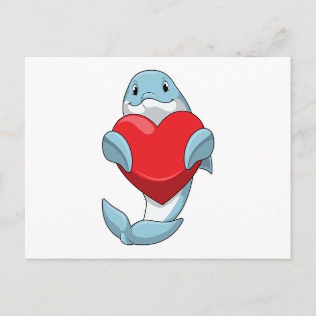 Dolphin with Heart Postcard (Front)