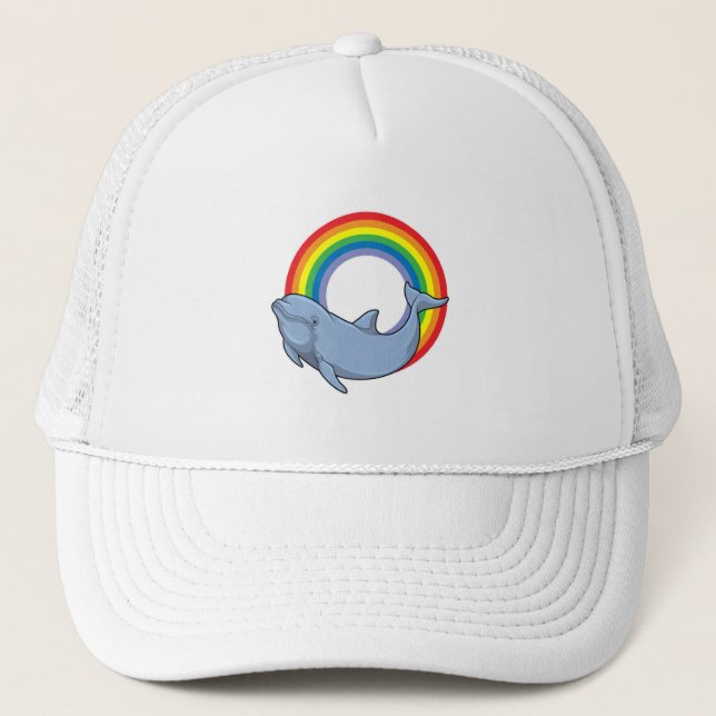 Dolphin with Rainbow Trucker Hat (Front)