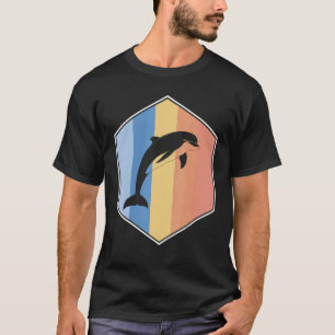 Dolphin With Retro Colours In A Hexagon T-Shirt