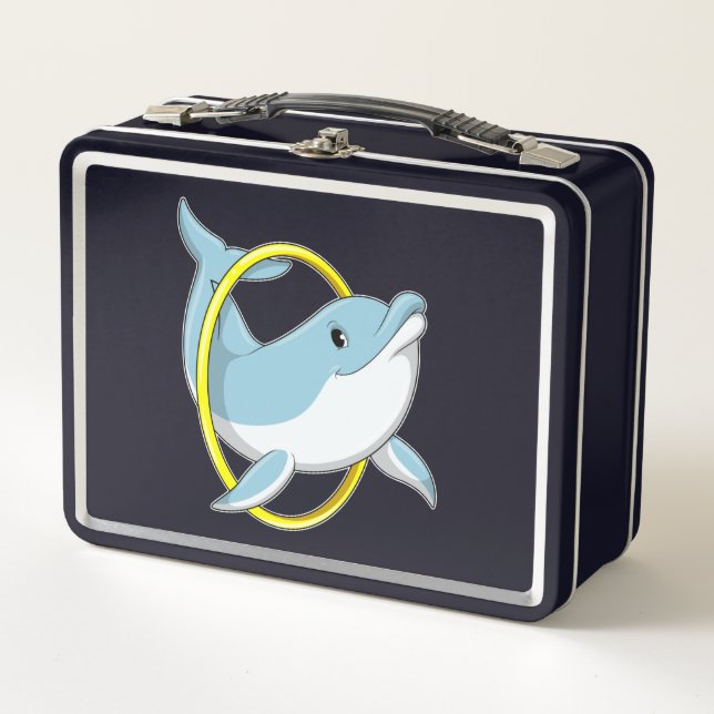 Dolphin with Ring Metal Lunch Box (Front)