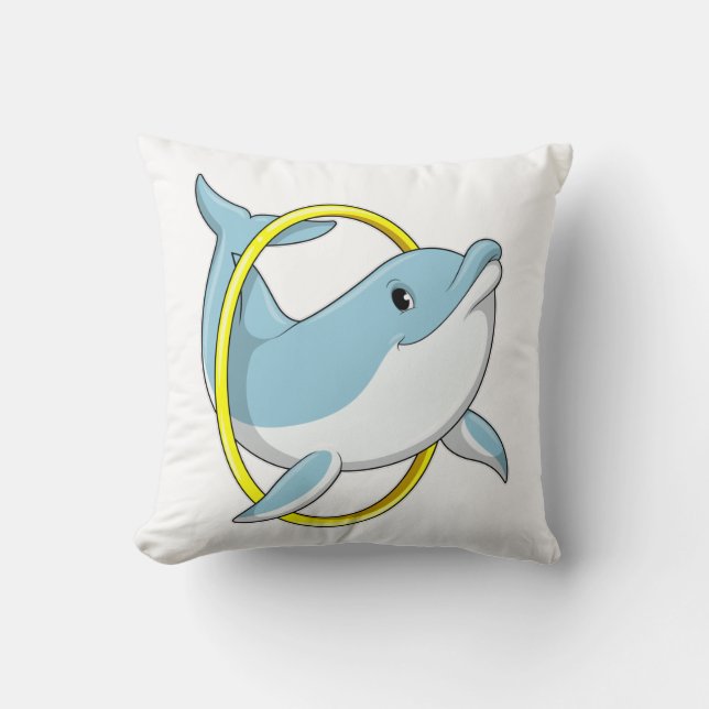 Dolphin with Ring Throw Pillow (Front)