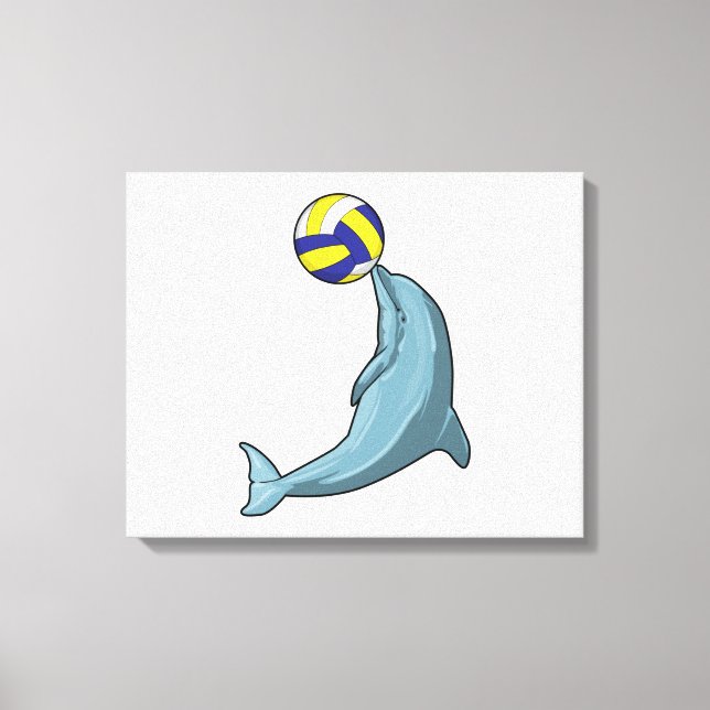 Dolphin with Volleyball Canvas Print (Front)