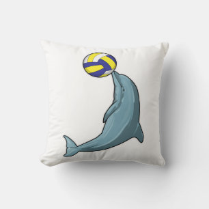 Dolphin with Volleyball Throw Pillow