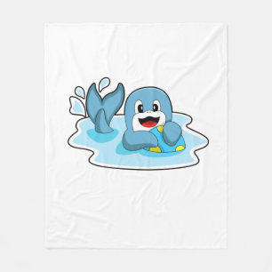 Dolphin with Water polo Fleece Blanket