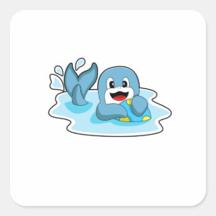Dolphin with Water polo Square Sticker
