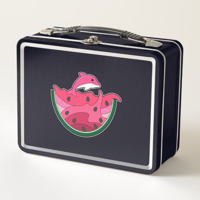 Dolphin with Watermelon Metal Lunch Box (Front)