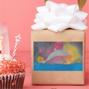 Dolphins Against a Galaxy Sky Sticker