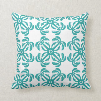 Dolphins and coconuts Hawaiian quilt Throw Pillow