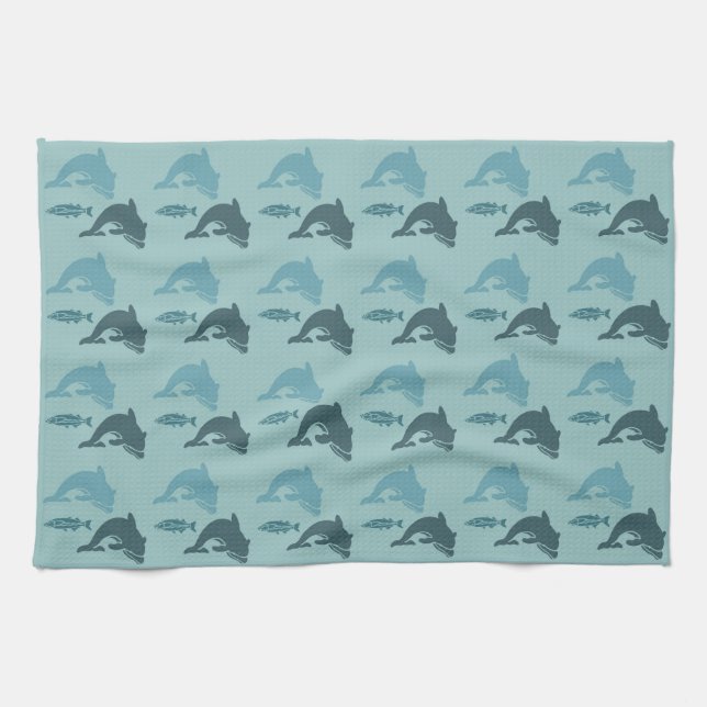 Dolphins and Fish Kitchen Towel (Horizontal)