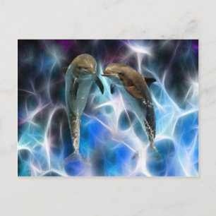 Dolphins and fractal crystals postcard