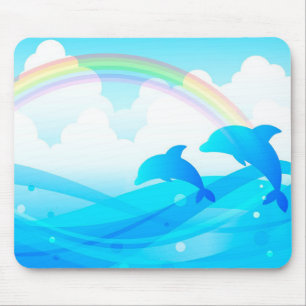 Dolphins and Rainbow Mouse Pad