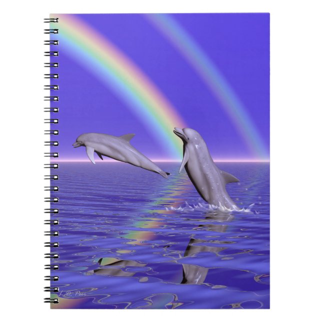 Dolphins and Rainbow Notebook (Front)