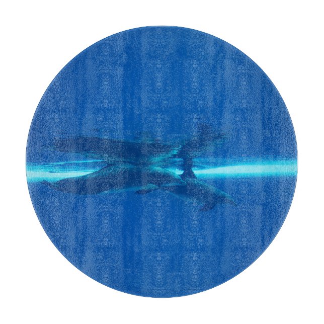 Dolphins and reflection, blue ocean  cutting board (Front)