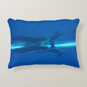 Dolphins and reflections accent pillow