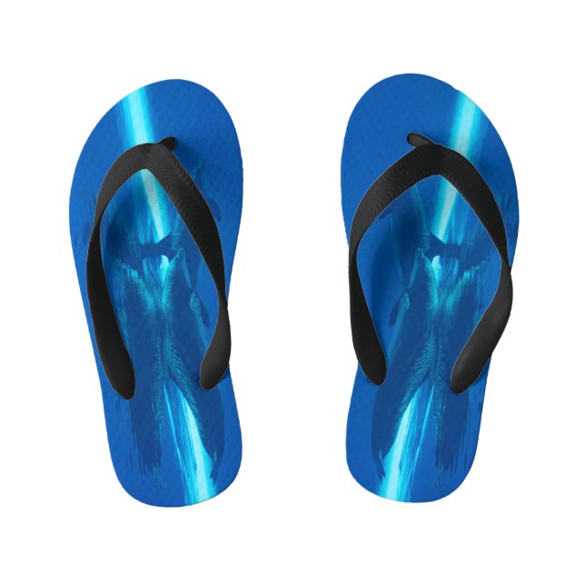 Dolphins and reflections  kid's flip flops (Footbed)