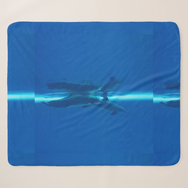 Dolphins and reflections sherpa blanket (Front (Horizontal))