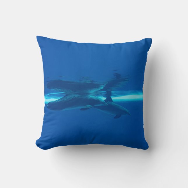 Dolphins and reflections  throw pillow (Front)
