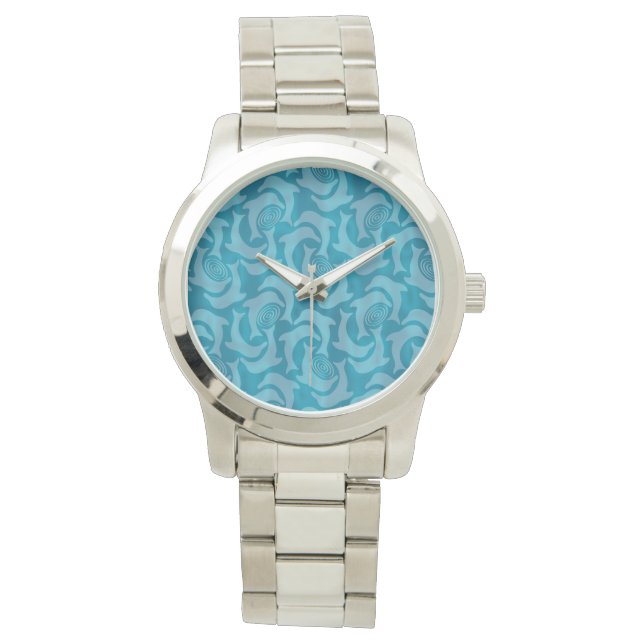 Dolphins and Ripples Turquoise Blue Watch (Front)