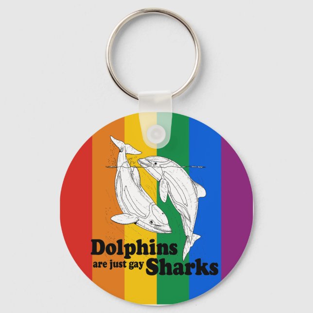 Dolphins are gay sharks keychain (Front)