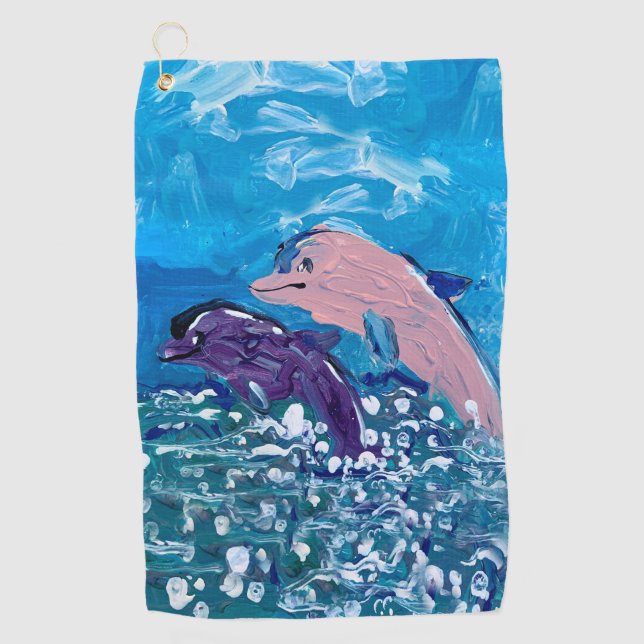 Dolphins "Art by Kids" Golf Towel (Front)