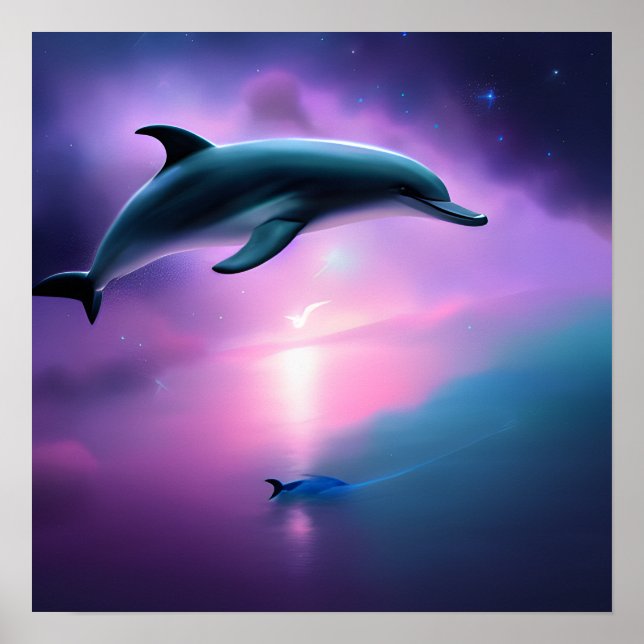 Dolphins at Night Poster (Front)