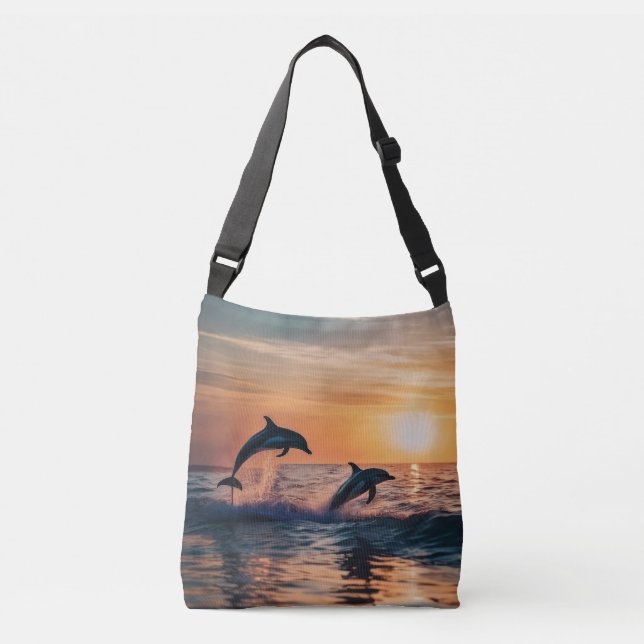 Dolphins at Sunset Crossbody Bag (Front)