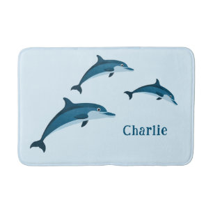 Dolphins blue cute Bath Mat