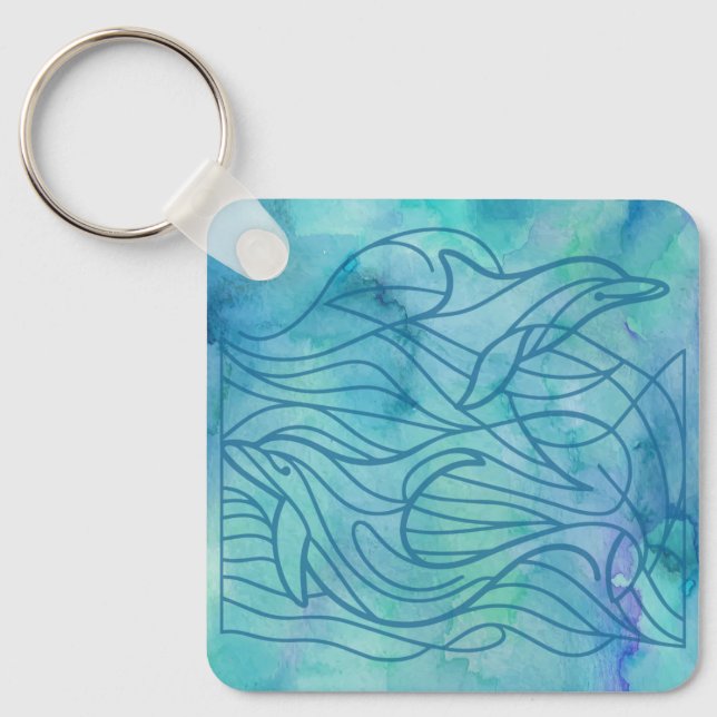 Dolphins - Blue Keychain (Front)