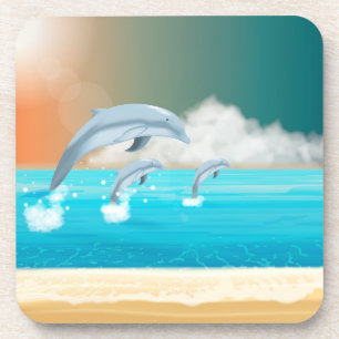 dolphins breaching in the ocean coaster
