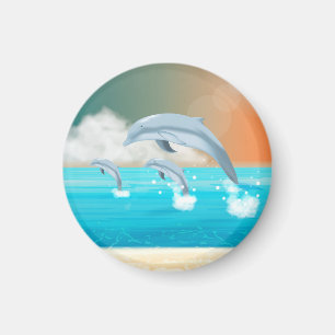 dolphins breaching in the ocean magnet