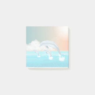 dolphins breaching in the ocean post-it notes