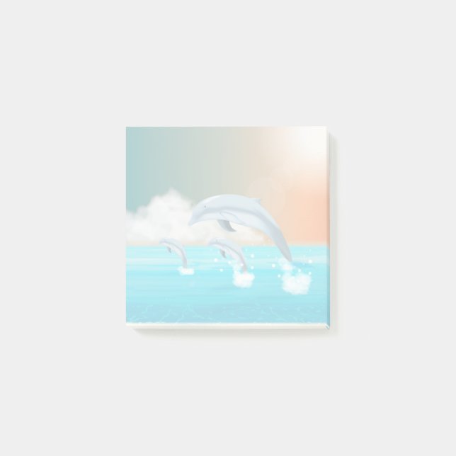 dolphins breaching in the ocean      post-it notes (Front)