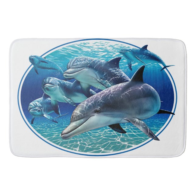 DOLPHINS BY EKLEKTIX BATH MAT (Front)