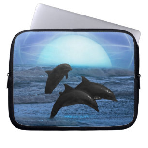 Dolphins by moonlight laptop sleeve