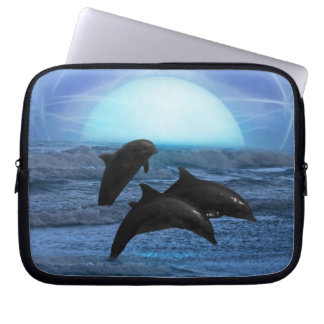 Dolphins by moonlight laptop sleeve