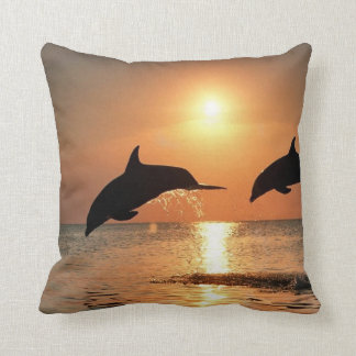 Dolphins by Sunset Throw Pillow