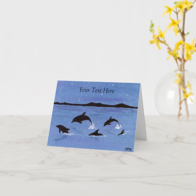 Dolphins Card (Yellow Flower)