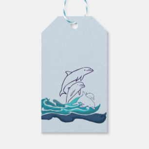 Dolphins Drawing  Custom Gift Tag