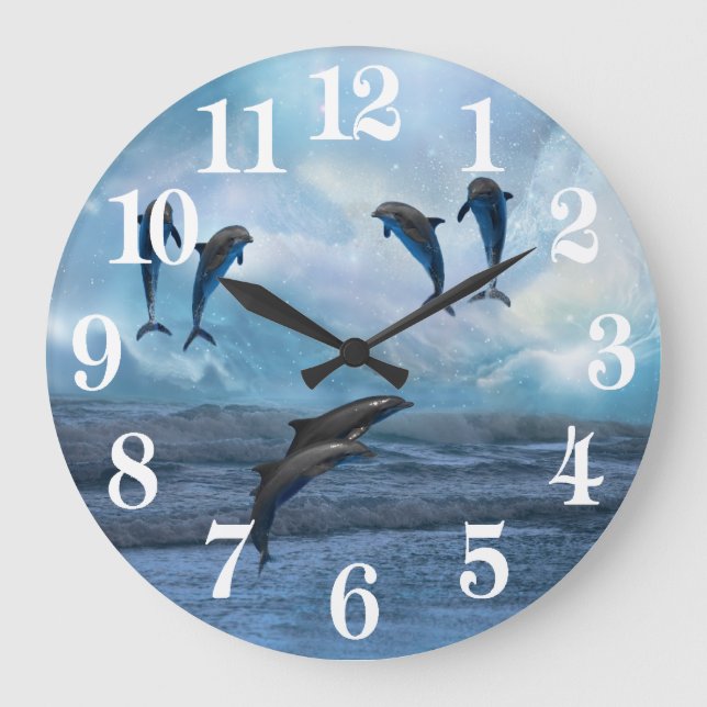 Dolphins fantasy large clock (Front)