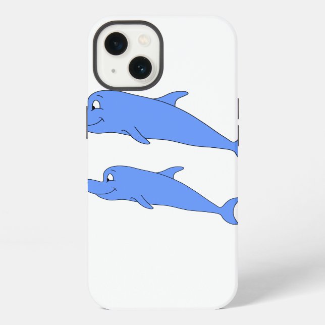 Dolphins in blue. iPhone case (Back)