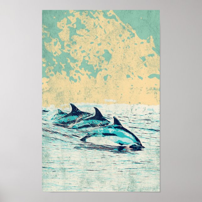 Dolphins in the Atlantic ocean Postcard Poster (Front)