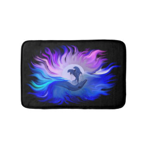 Dolphins in the Moonlight Bath Mat