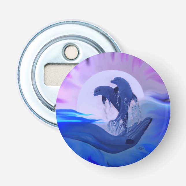 Dolphins in the Moonlight Bottle Opener (Front)