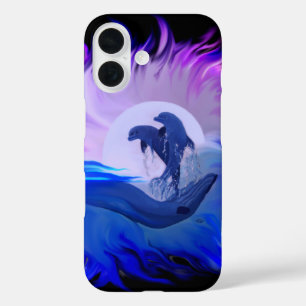 Dolphins in the Moonlight iPhone 16 Case