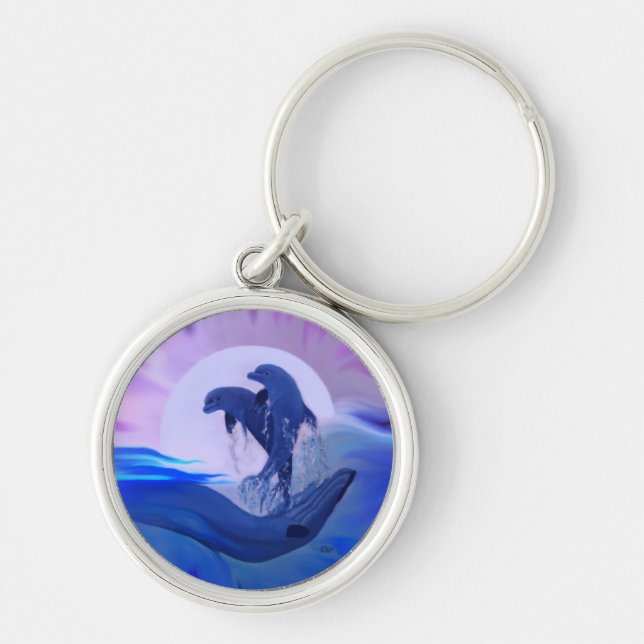 Dolphins in the Moonlight Keychain (Front)