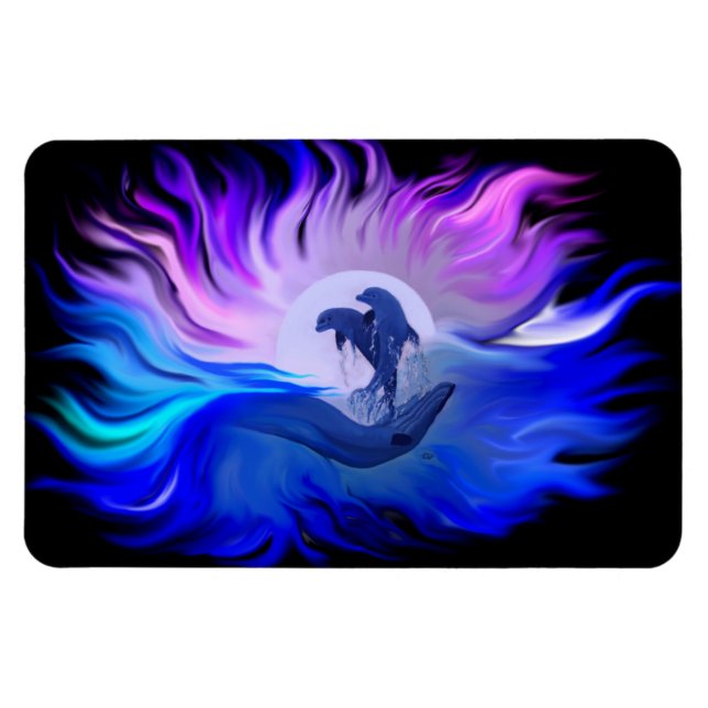 Dolphins in the Moonlight Magnet (Horizontal)