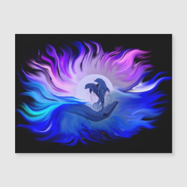 Dolphins in the Moonlight Magnetic Card (Front)